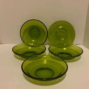 Set of 5 Mid- Century 60's Green Small Bowls
